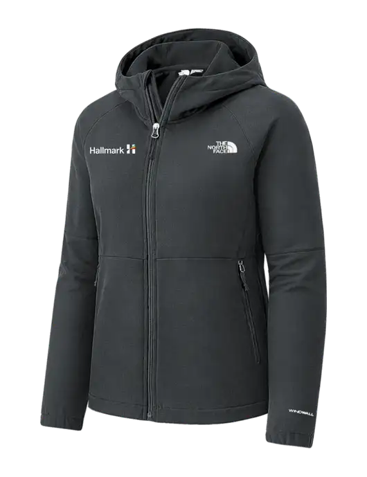 The North Face Womens Very Dark Grey Barr Lake Hooded Soft Shell Jacket w/Hallmark Logo