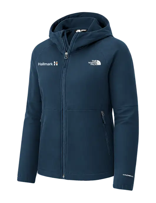 The North Face Womens Dark Navy Barr Lake Hooded Soft Shell Jacket w/Hallmark Logo