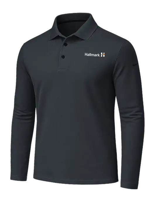 Nike Dark Grey Dri-FIT Micro Pique 2.0 Long Sleeve Polo w/Hallmark Logo