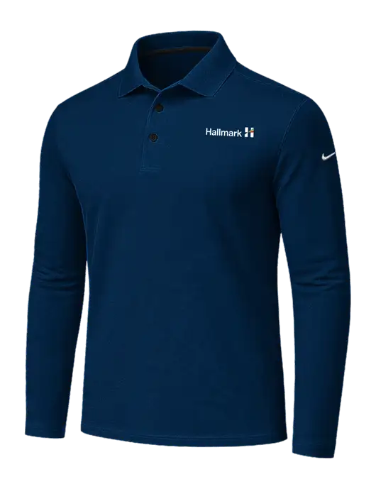Nike Navy Dri-FIT Micro Pique 2.0 Long Sleeve Polo w/Hallmark Logo
