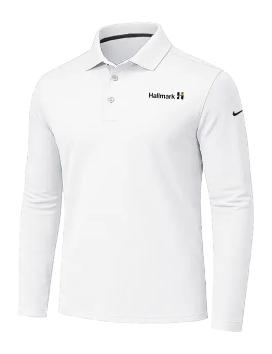 Nike White Dri-FIT Micro Pique 2.0 Long Sleeve Polo w/Hallmark Logo