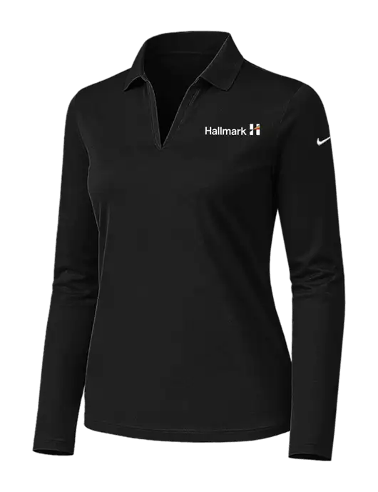 Nike Womens Black Dri-FIT Micro Pique 2.0 Long Sleeve Polo w/Hallmark Logo