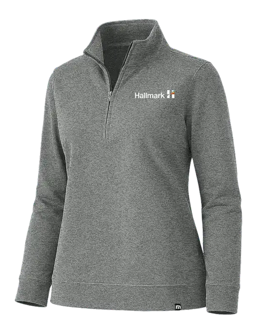 TravisMathew Womens Coveside Medium Dark Grey Heather Heather 1/2 Zip w/Hallmark Logo