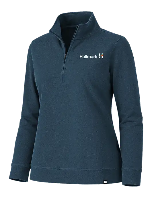 TravisMathew Womens Coveside Navy Heather 1/2 Zip w/Hallmark Logo