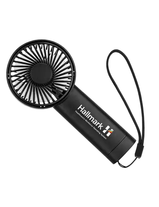 Airpulse 3-Speed Rechargeable Black Fan w/Hallmark Logo
