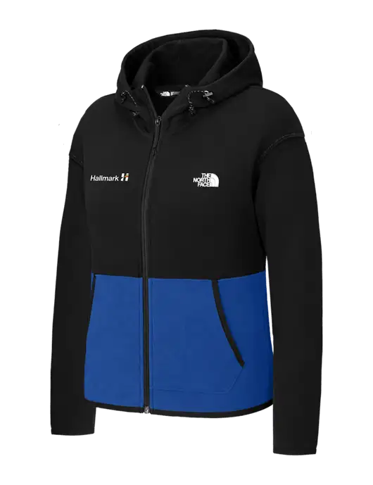The North Face Womens Black/Royal Double-Knit Full-Zip Hoodie w/Hallmark Logo