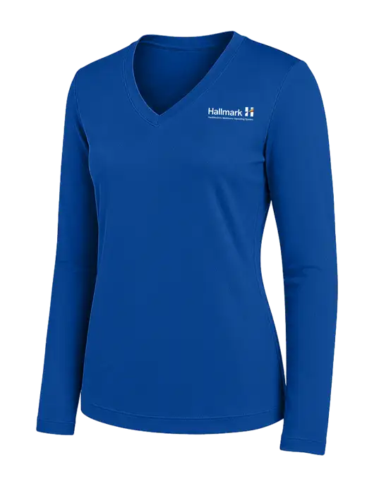 Womens Royal Long Sleeve PosiCharge V-Neck Competitor Tee w/Hallmark Logo