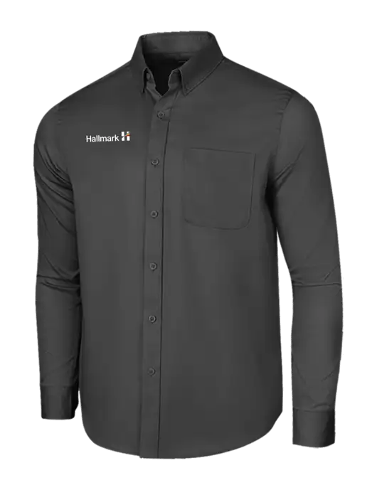 Long Sleeve Dark Grey Superpro React Twill Shirt w/Hallmark Logo