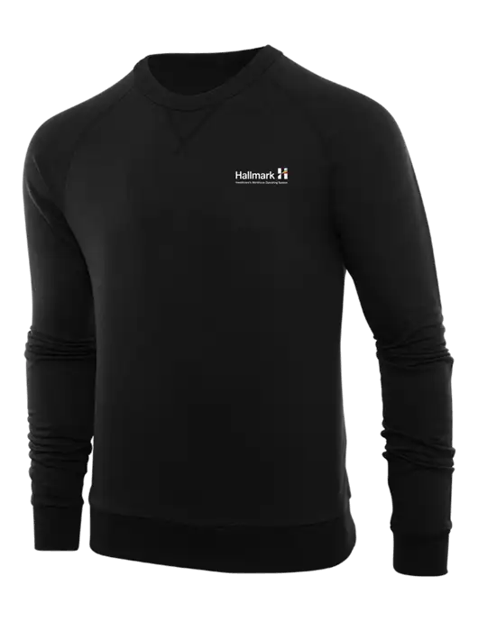 Allmade Deep Black Organic French Terry Crewneck Sweatshirt w/Hallmark Logo