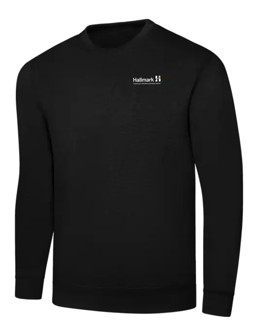 Black 7.8 oz Ring Spun Crew Sweatshirt w/Hallmark Logo