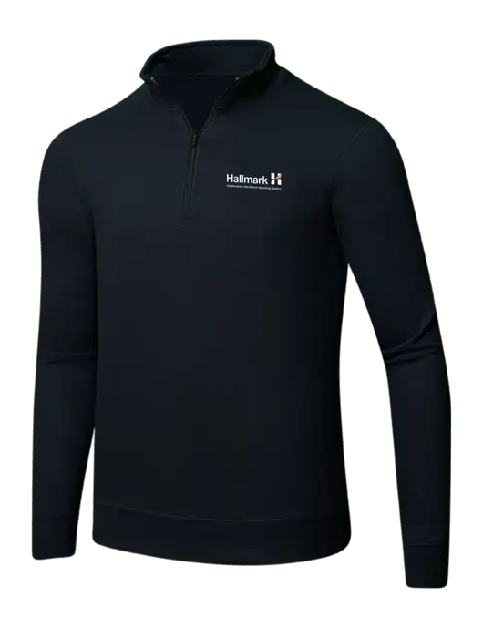 Jet Black 8.5 oz Ring Spun 1/4 Zip Pullover Sweatshirt w/Hallmark Logo