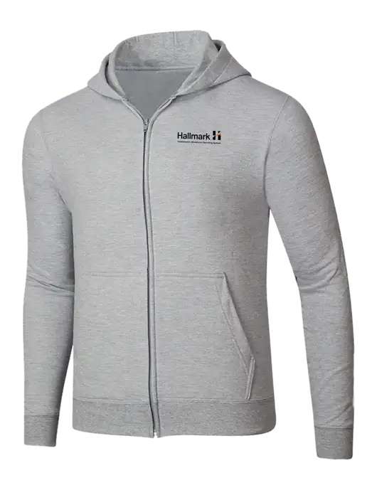 Light Grey Heather 8.5 oz Ring Spun Zip Hooded Sweatshirt w/Hallmark Logo