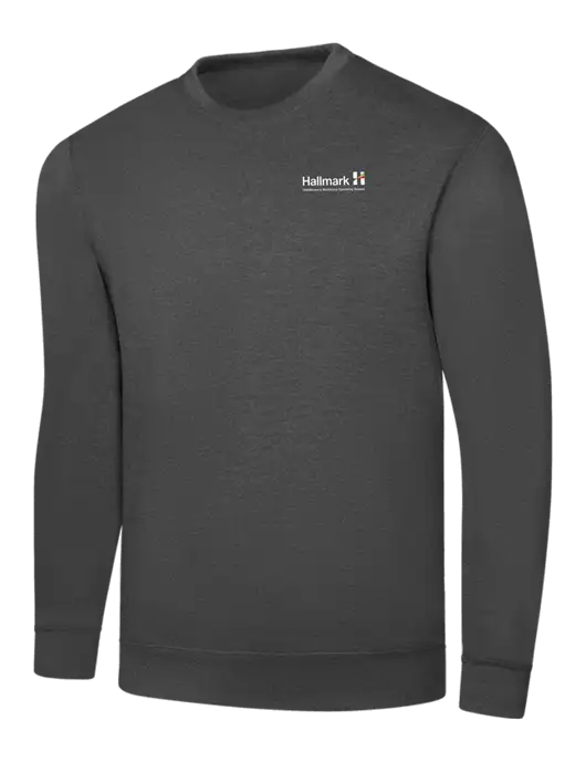 Charcoal 7.8 oz Ring Spun Crew Sweatshirt w/Hallmark Logo