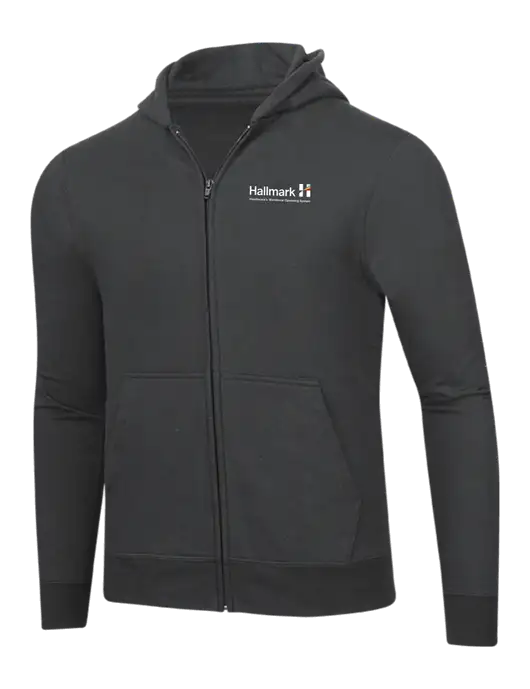 Charcoal 8.5 oz Ring Spun Zip Hooded Sweatshirt w/Hallmark Logo
