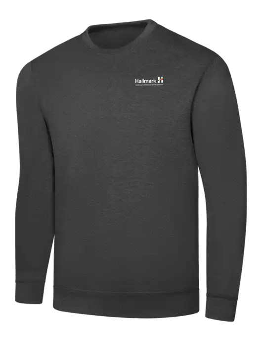 Dark Heather Grey 7.8 oz Ring Spun Crew Sweatshirt w/Hallmark Logo