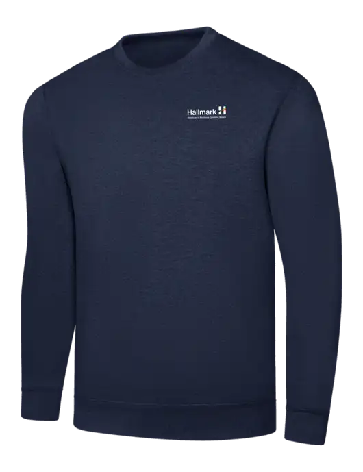 Navy 7.8 oz Ring Spun Crew Sweatshirt w/Hallmark Logo