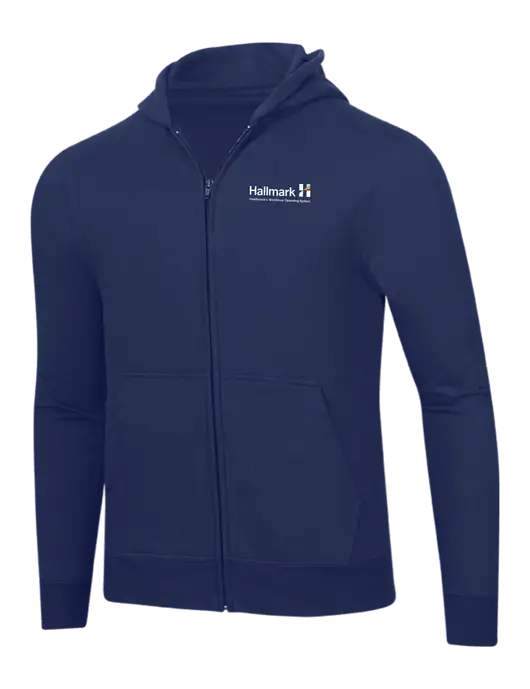Navy 8.5 oz Ring Spun Zip Hooded Sweatshirt w/Hallmark Logo