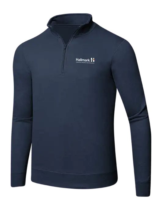 Team Navy 8.5 oz Ring Spun 1/4 Zip Pullover Sweatshirt w/Hallmark Logo