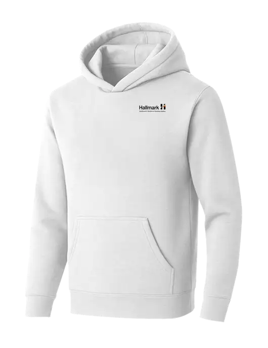 BELLA+CANVAS Heathered White Sponge Fleece Pullover Hoodie w/Hallmark Logo
