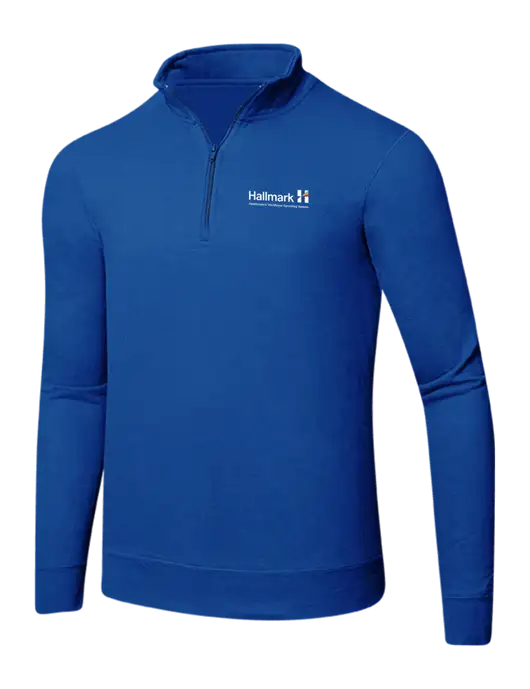 True Royal 8.5 oz Ring Spun 1/4 Zip Pullover Sweatshirt w/Hallmark Logo