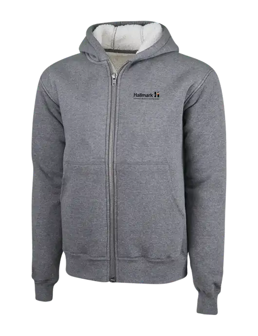 Cornerstone Grey Heather Heavyweight Sherpa Lined Hooded Fleece Jacket w/Hallmark Logo