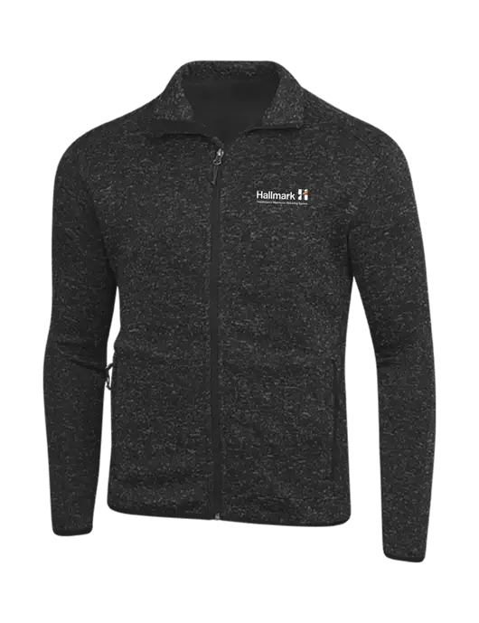 Black Heather Sweater Fleece Jacket w/Hallmark Logo