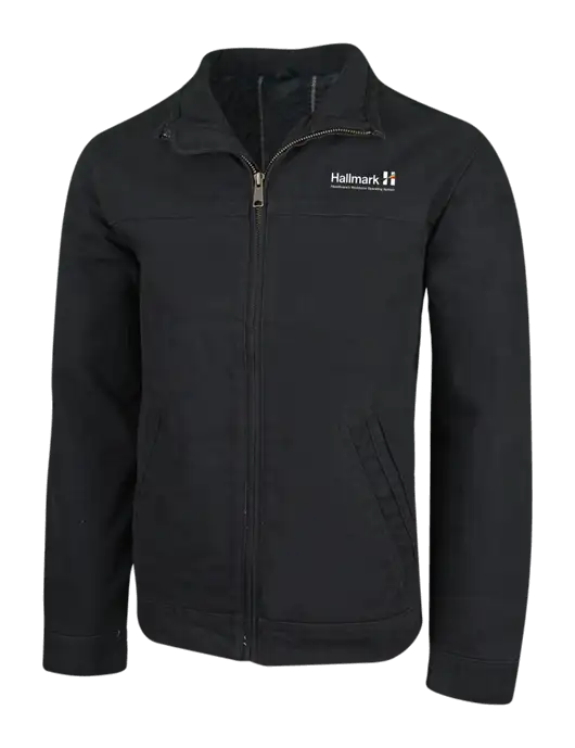 Cornerstone Black Washed Duck Cloth Flannel Lined Work Jacket w/Hallmark Logo