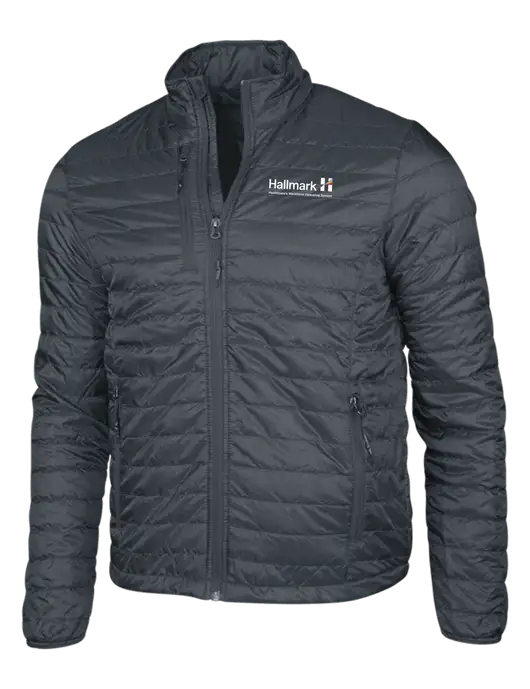 Dark Grey Puffy Packable Jacket w/Hallmark Logo
