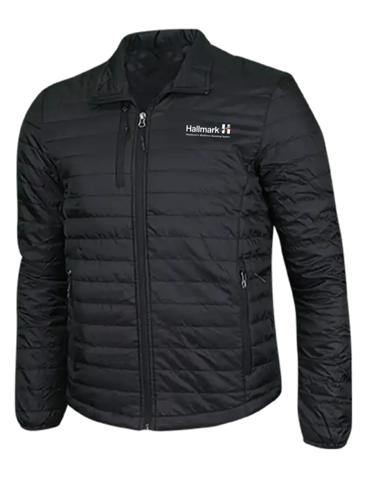 Deep Black Puffy Packable Jacket w/Hallmark Logo