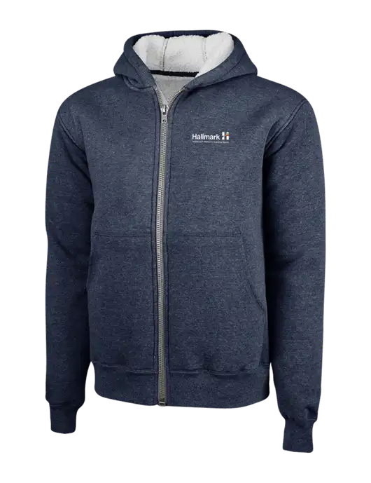Cornerstone Navy Heavyweight Sherpa Lined Hooded Fleece Jacket w/Hallmark Logo