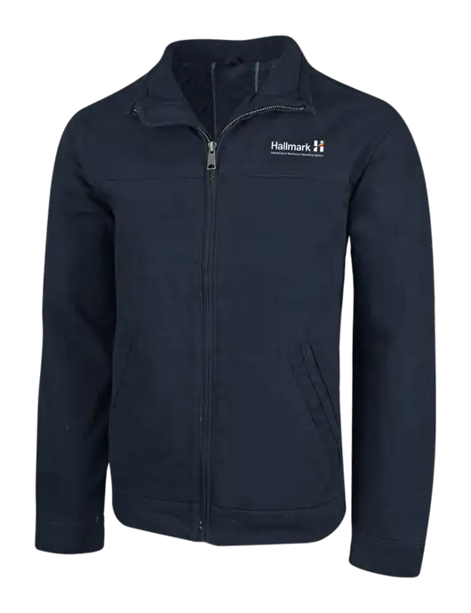 Cornerstone Navy Washed Duck Cloth Flannel Lined Work Jacket w/Hallmark Logo