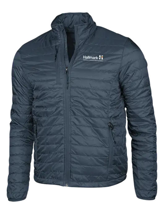 Navy Puffy Packable Jacket w/Hallmark Logo