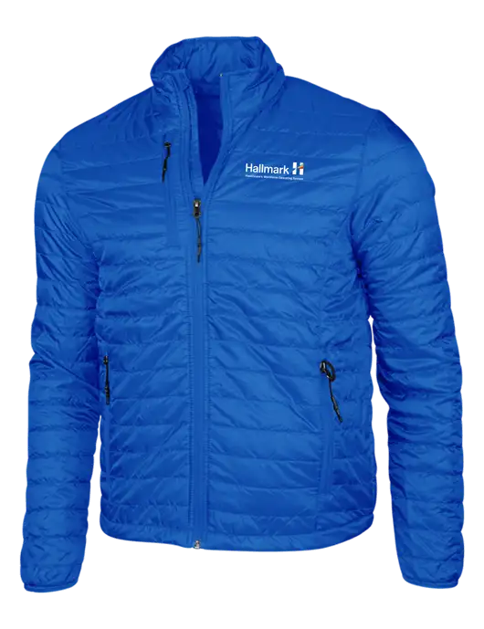 Dark Royal Blue Puffy Packable Jacket w/Hallmark Logo
