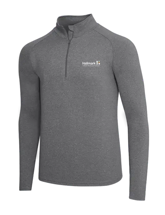 Dark Grey Heather Sport Wick Stretch 1/4 Zip Pullover w/Hallmark Logo