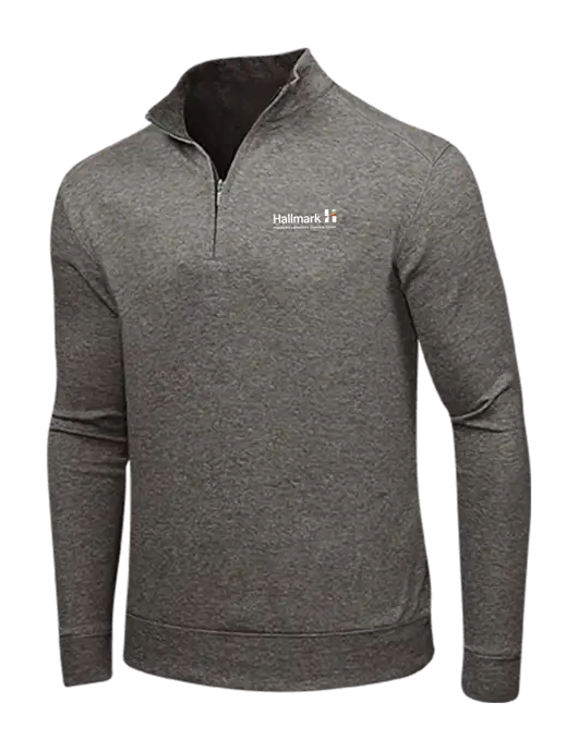 Charcoal Heather/Medium Heather Grey Interlock 1/4 Zip w/Hallmark Logo