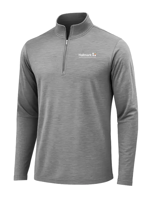 Dark Grey Heather Posicharge Tri-Blend Wicking 1/4 Zip Pullover w/Hallmark Logo