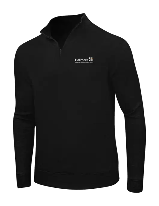 Deep Black/Charcoal Heather Interlock 1/4 Zip w/Hallmark Logo