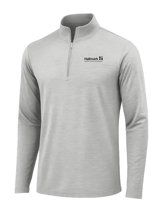 Light Grey Heather Posicharge Tri-Blend Wicking 1/4 Zip Pullover w/Hallmark Logo
