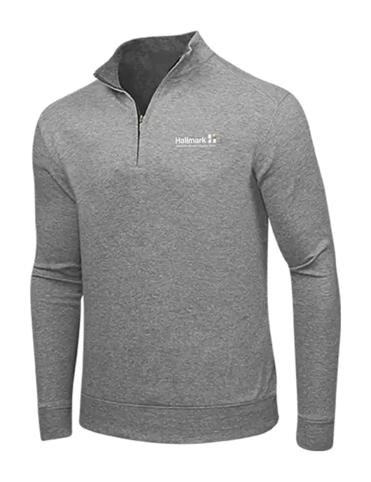 Medium Heather Grey/Charcoal Heather Interlock 1/4 Zip w/Hallmark Logo