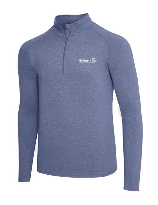 Navy Heather Sport Wick Stretch 1/4 Zip Pullover w/Hallmark Logo