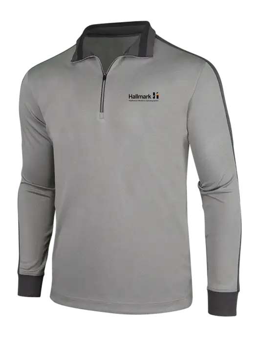 NIKE Athletic Grey/Heather Dark Grey Dry-Fit 1/2 Zip Cover-Up w/Hallmark Logo