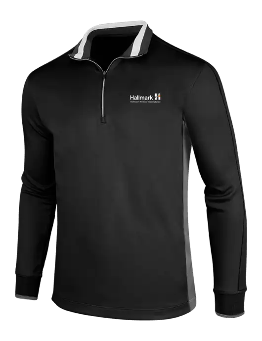 NIKE Black/Dark Grey/White Dry-Fit 1/2 Zip Cover-Up w/Hallmark Logo