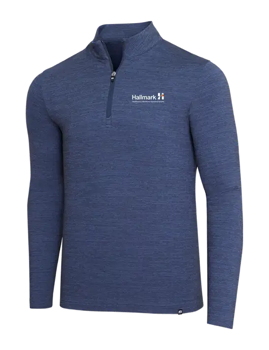 TravisMathew Navy Heather Crestview 1/4 Zip w/Hallmark Logo