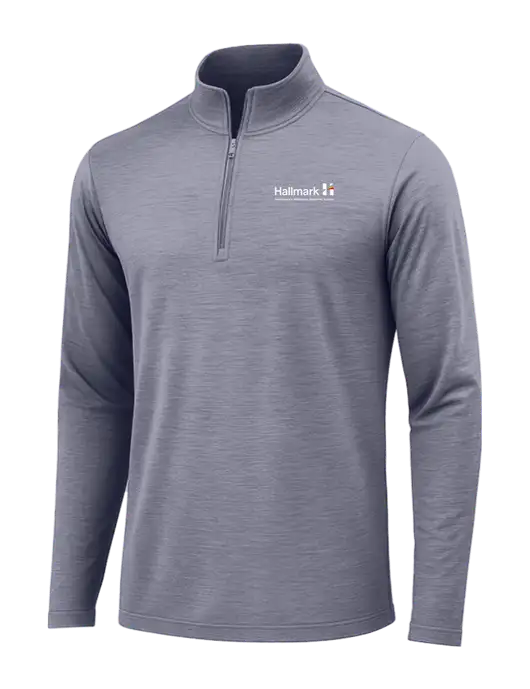 True Navy Heather Posicharge Tri-Blend Wicking 1/4 Zip Pullover w/Hallmark Logo