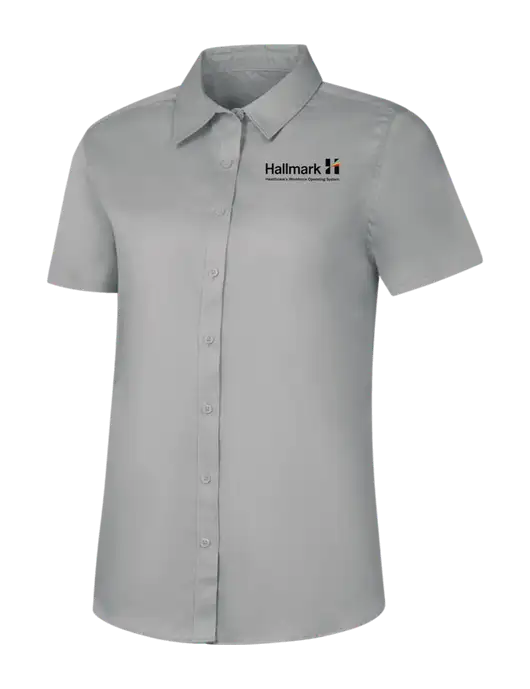 Womens Light Grey Short Sleeve Superpro React Twill Shirt w/Hallmark Logo