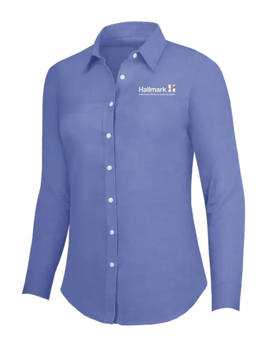 Navy Womens SuperPro Oxford Shirt w/Hallmark Logo