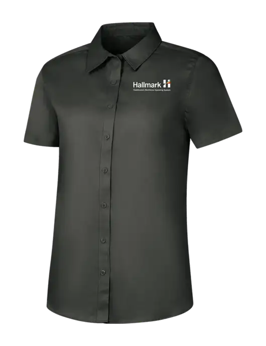 Womens Dark Grey Short Sleeve Superpro React Twill Shirt w/Hallmark Logo