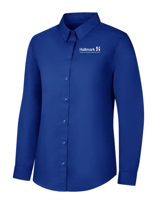 Womens Royal Long Sleeve Carefree Poplin Shirt w/Hallmark Logo