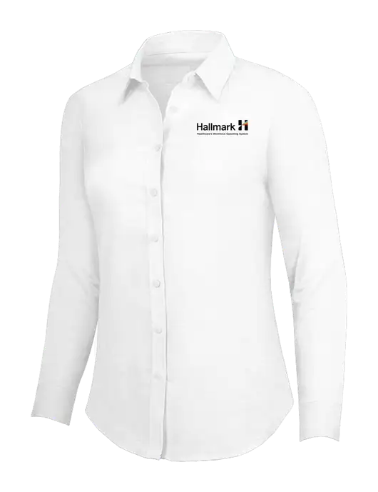White Womens SuperPro Oxford Shirt w/Hallmark Logo