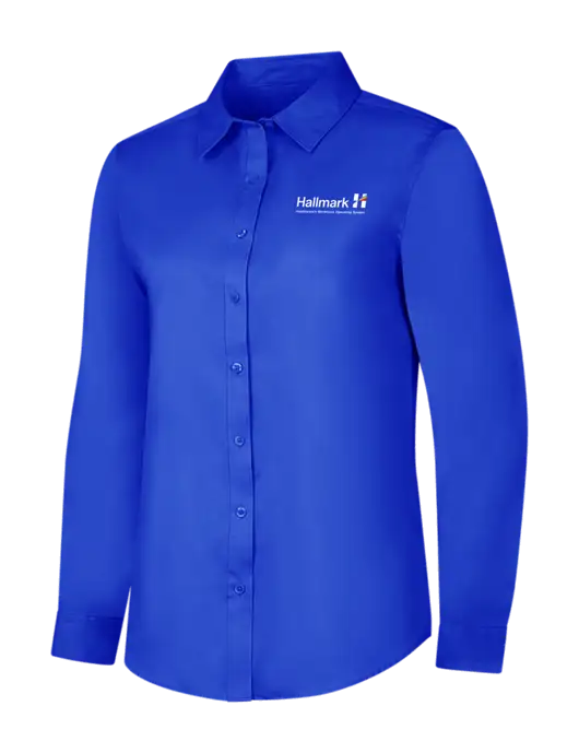 Womens Long Sleeve Dark Royal Superpro React Twill Shirt w/Hallmark Logo